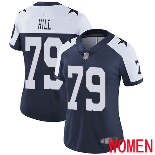 Women Dallas Cowboys Limited Navy Blue Trysten Hill Alternate #79 Vapor Untouchable Throwback NFL Jersey